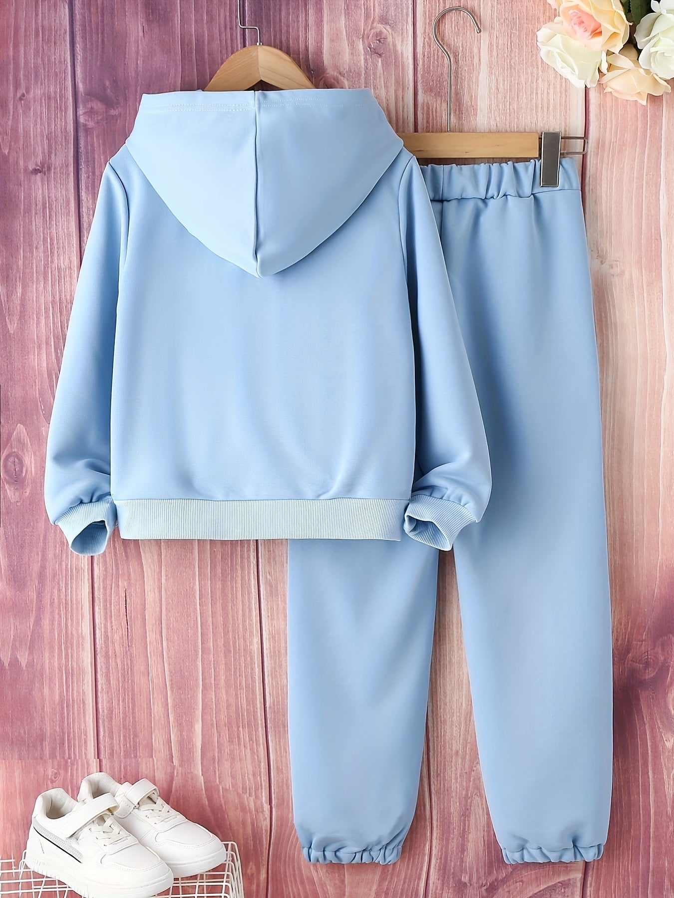 Girl's Heart Pattern Hoodie & Sweatpants 2pcs Set for Spring Fall