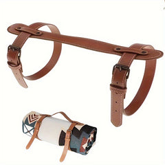 Adjustable PU Leather Picnic Mat Carrier Strap for Outdoor Camping