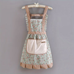 Canvas Floral Apron with Hood Waterproof Stain Resistant Workwear