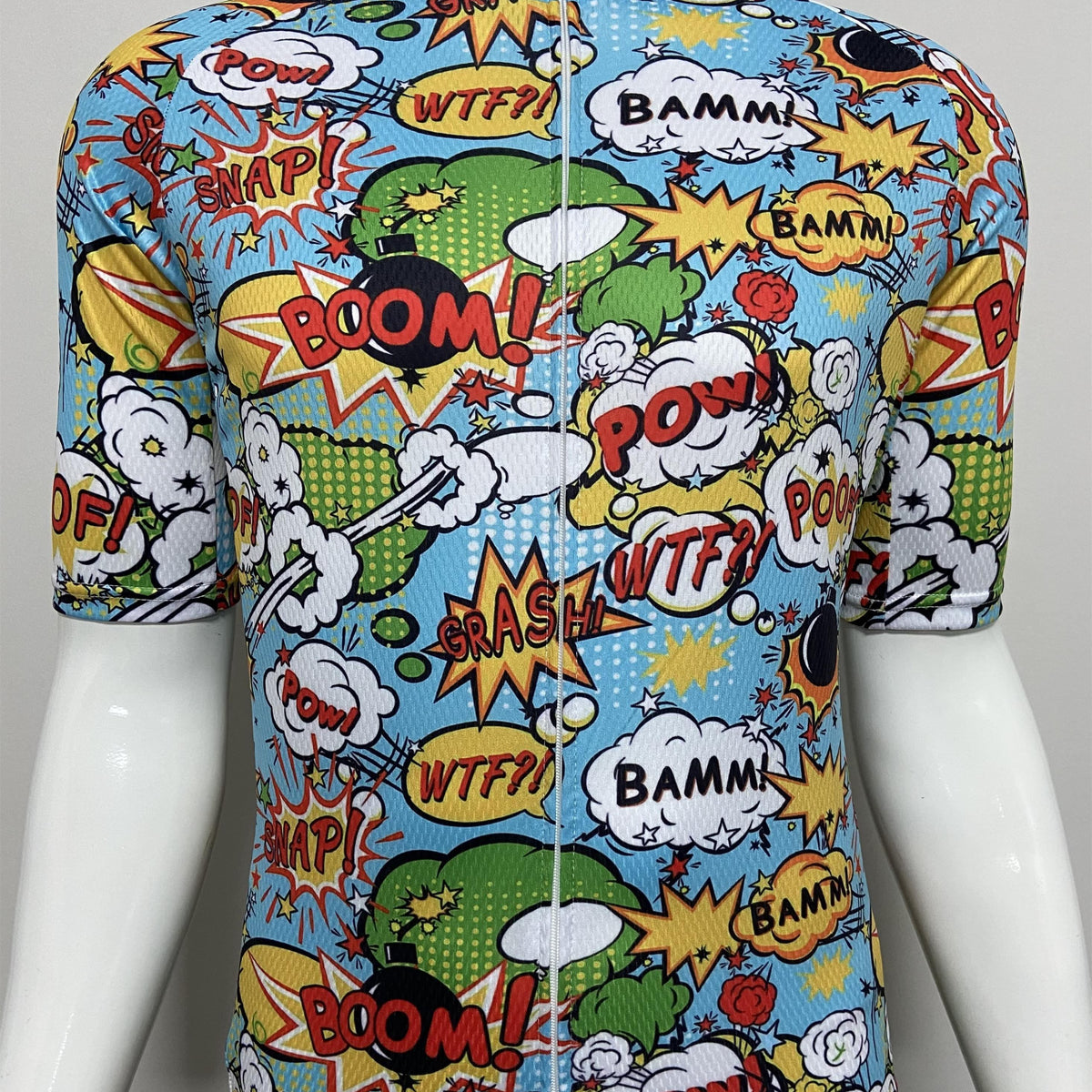 Comic Pattern Men's Sports Zip Up Cycling Jersey