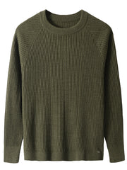 Men's Wool Blend Knitted Sweater - Casual & Warm Crew Neck Pullover