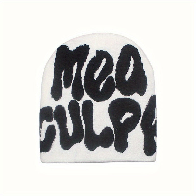 Double-sided Double-layer Knitted Hat Letter Jacquard Beanie