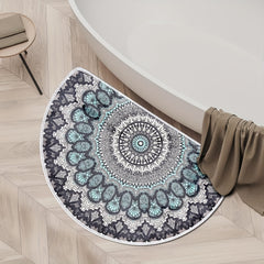 Boho Half Round Entrance Rug Doormats Absorbent Non-Slip 35.4in Machine Washable