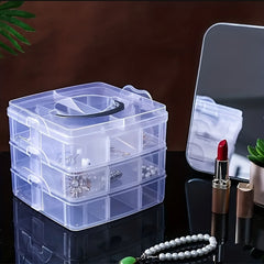 Detachable Jewelry Storage Box Three Layer Transparent Cosmetics Storage Box