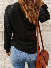  Casual Sweater Women's Plus Solid Lace Long Sleeve Knit Top