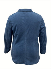 Corduroy Casual Blazer Women's Long Sleeve Slim Fit Lapel Collar
