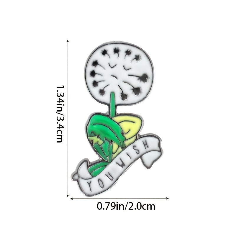 Green Dandelion Brooch Funny Chest Pin