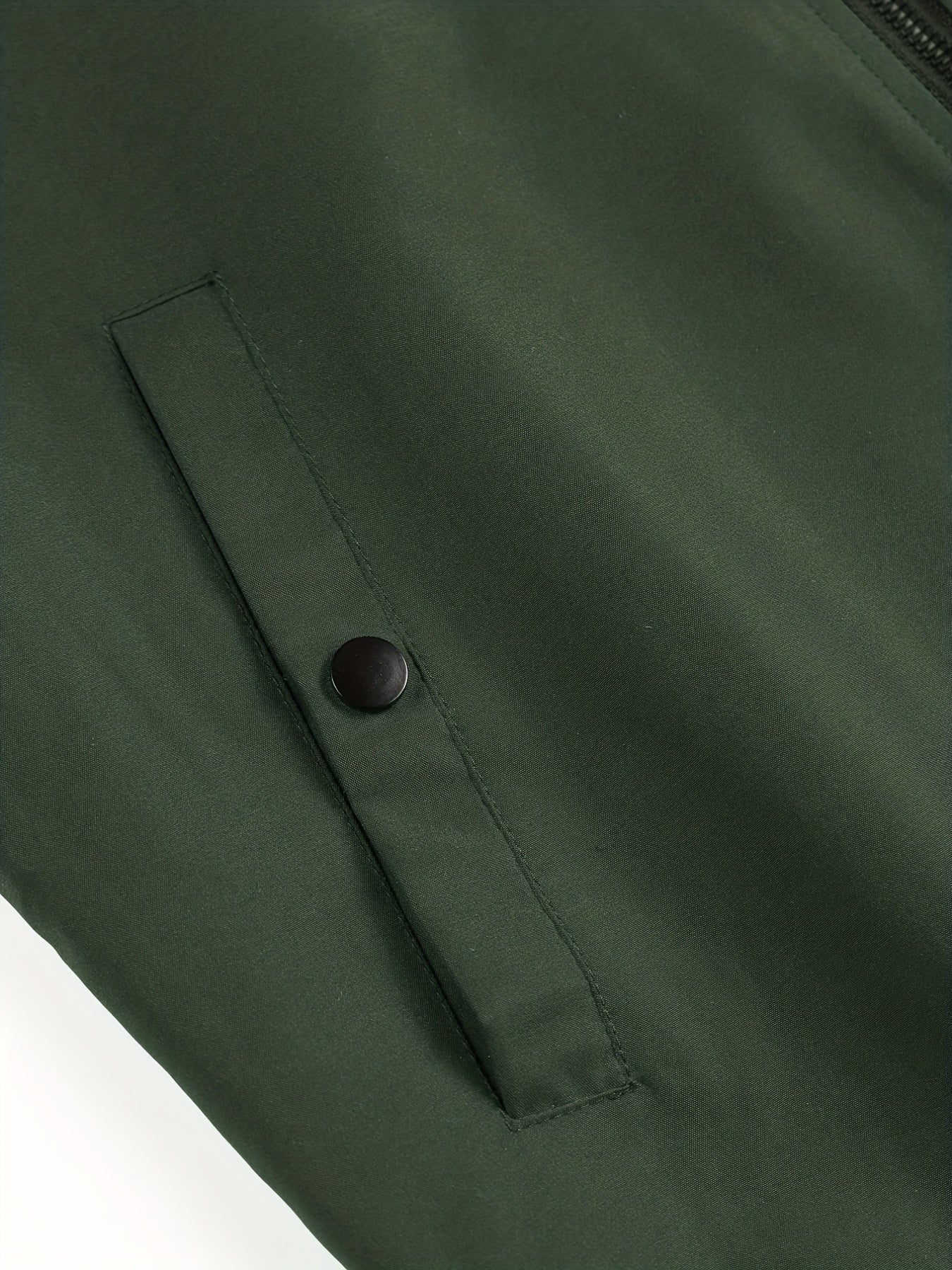 Men's Solid Stand Collar Zip Up Jacket for Spring Fall