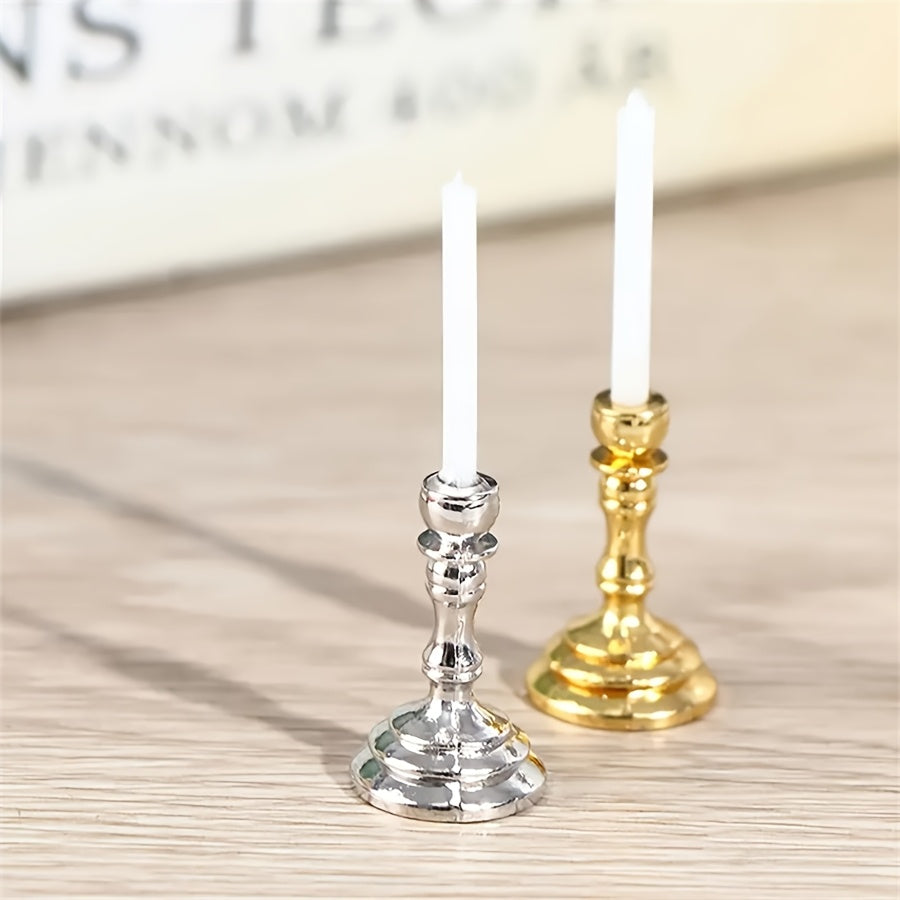 Dollhouse Candlestick Ornaments Scene Props Cabin Decor