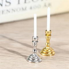 Dollhouse Candlestick Ornaments Scene Props Cabin Decor
