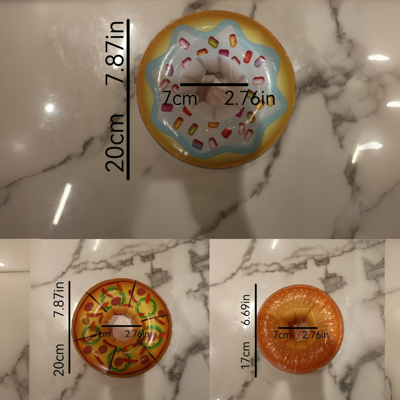 3pcs Food Shaped Cup Holders for Pool Parties or Beach Outings