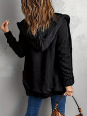  Cable Button Up Hooded Jumper