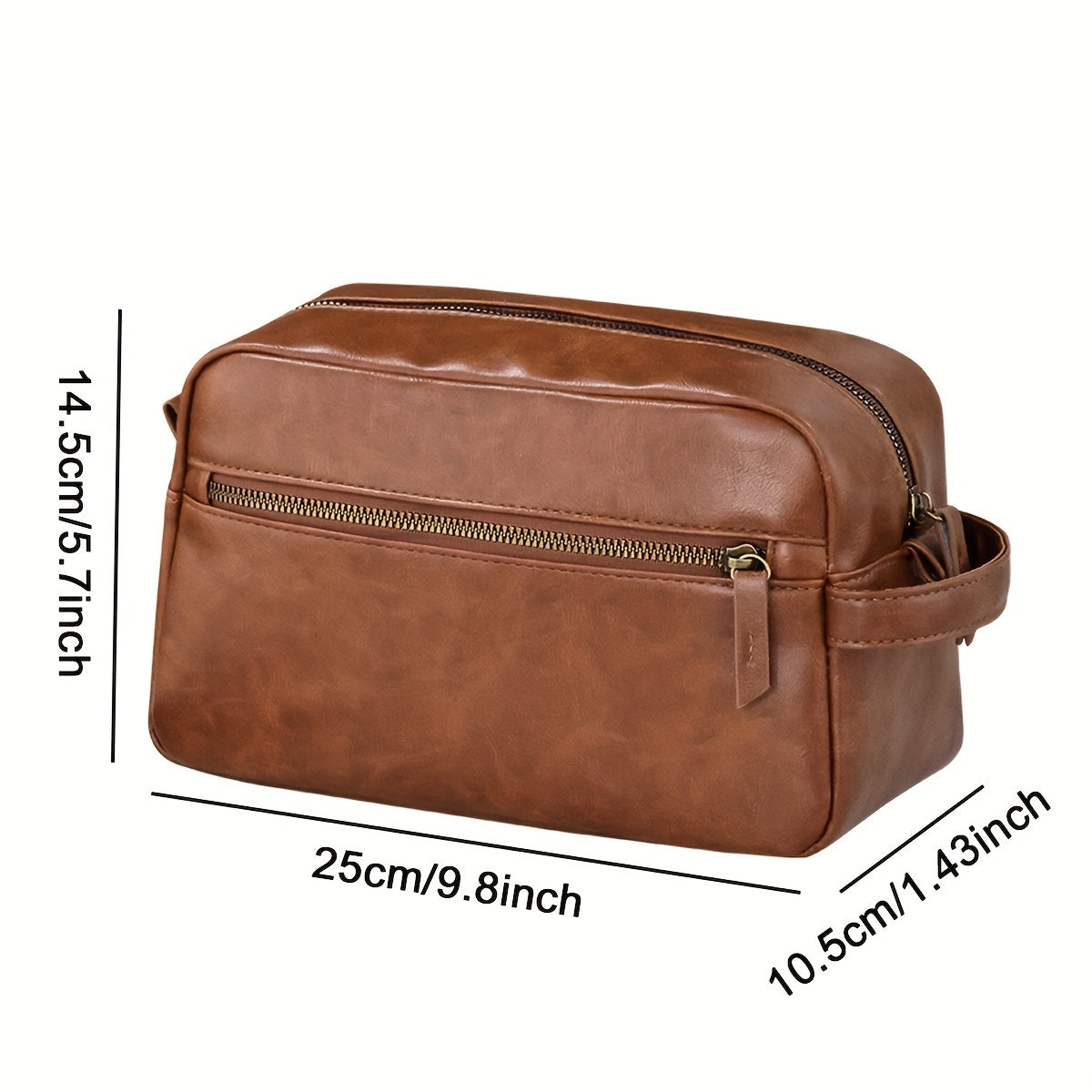 British Style Men's Cosmetic Bag Travel Toiletry PU Leather Bathroom Kit