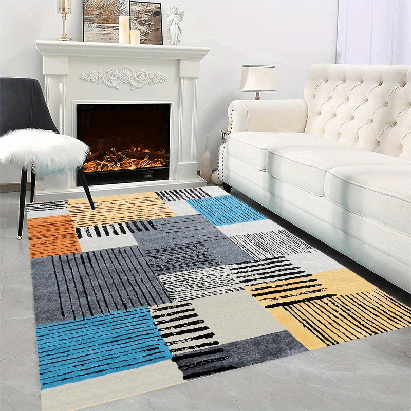Colorful Checkered Large Area Carpet Non Slip Backing