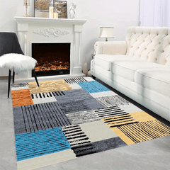 Colorful Checkered Large Area Carpet Non Slip Backing