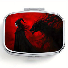 Creative Witch Print Square Medicine Box - Two Compartment Pill Box
