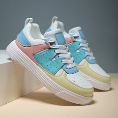 Women's Lightweight Faux Leather Skate Shoes Non Slip Casual Sneakers
