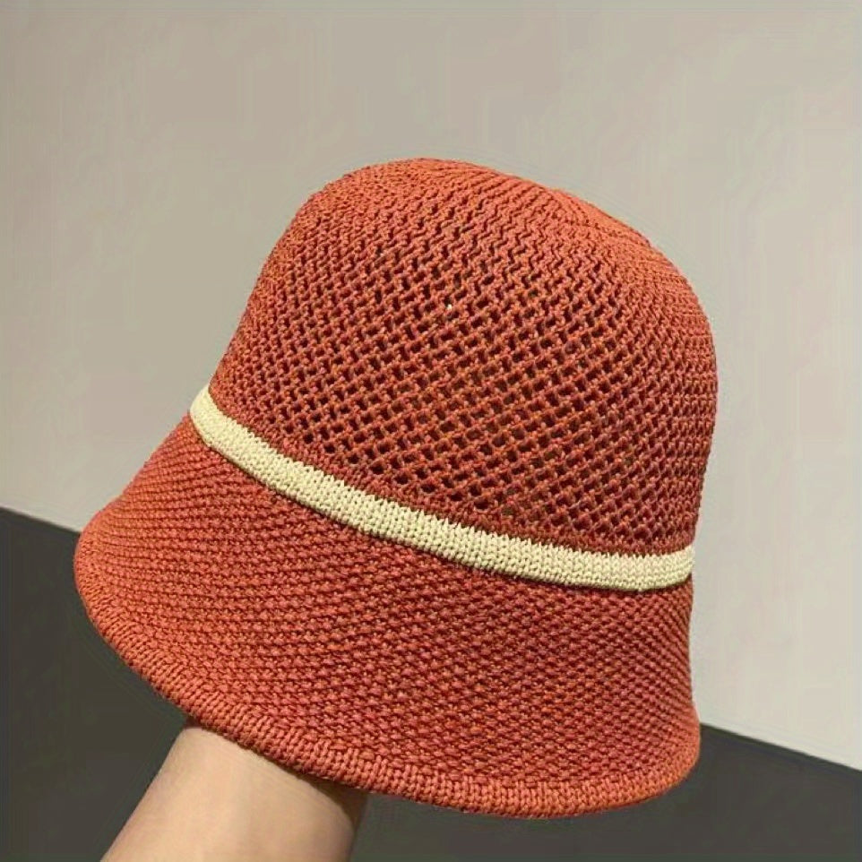 Breathable Crochet Sun Hat Casual Outdoor Bucket Hat for Women