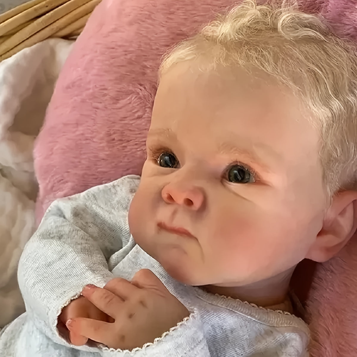 18" Adorable Boy Doll Full Body Vinyl Blonde Hair Realistic Reborn Doll