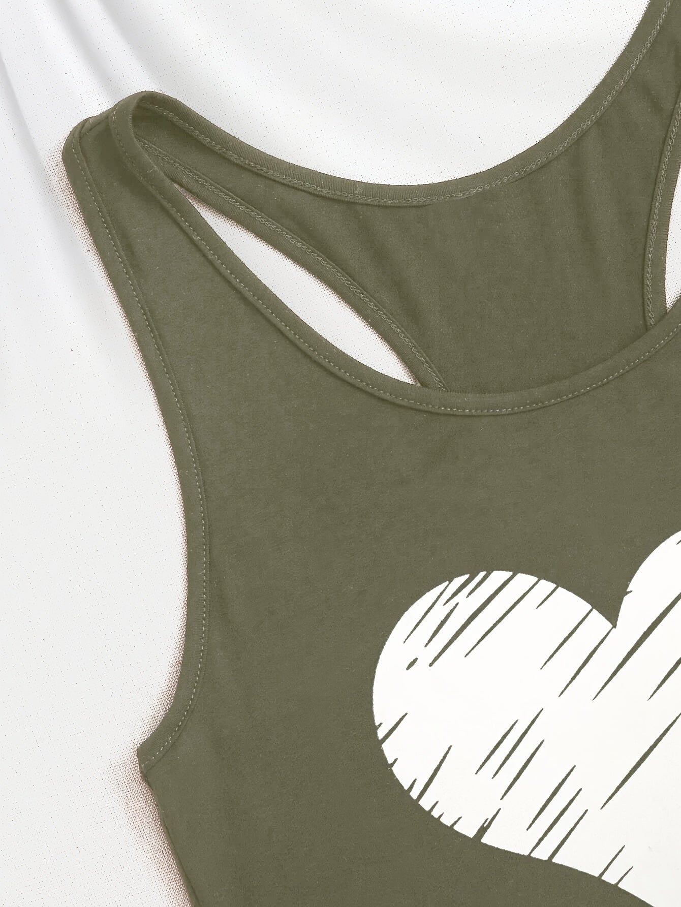  Casual Heart Print Tank Top Women's Plus Round Neck Racer Back Tank