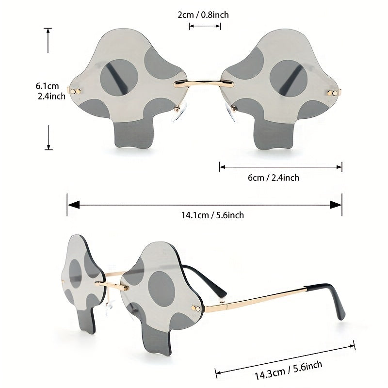 Y2K Mushroom Sunglasses UV400 Kpop Rimless Glasses Beach Party Club