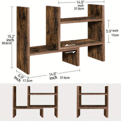 Wooden Office Storage Rack Desktop Organizer Display Shelf