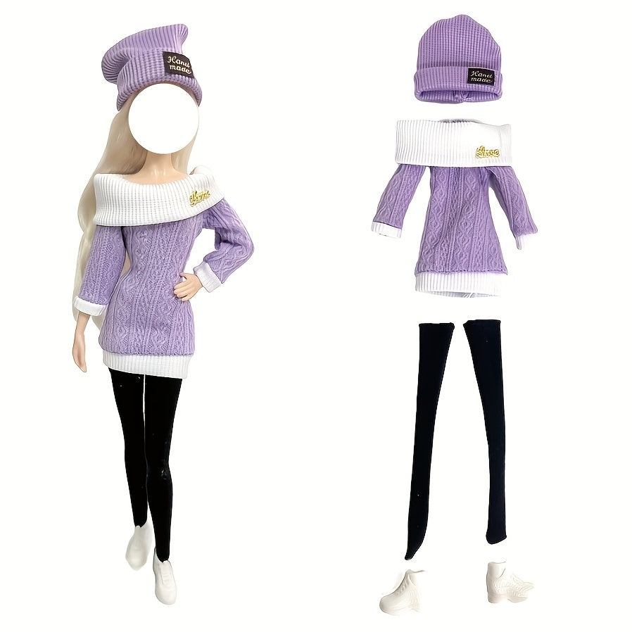 Pink Knitted Dress Coat Set for 11-29 Inch Doll