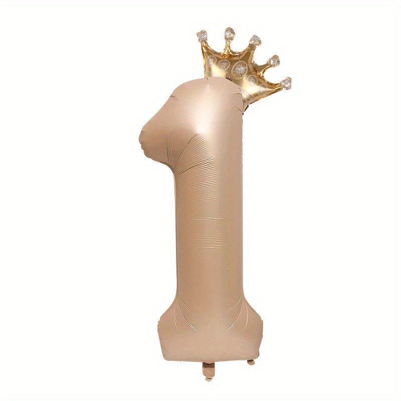 Beige Caramel Number Foil Balloons Set, Birthday Party Wedding Anniversary Decor