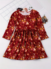 Floral Graphic Princess Dress for Toddlers Girls