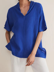  Casual Blouse Women's Plus Solid V Neck Loose Top