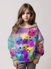 Rainbow Spirits Graphic Hoodie Girls Comfy Pullover Spring Fall Gift