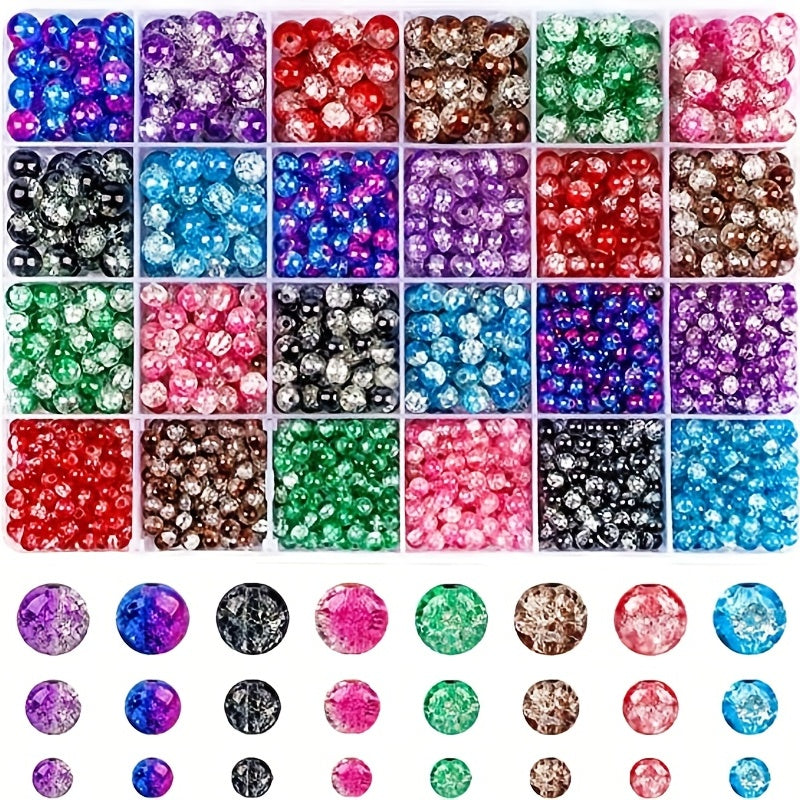 Glass Bead Set Box 8 Beaded Loose Beads DIT Bracelet Necklace Jewelry