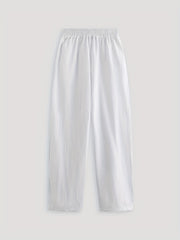  Floral Print Button Decor Elastic Pants