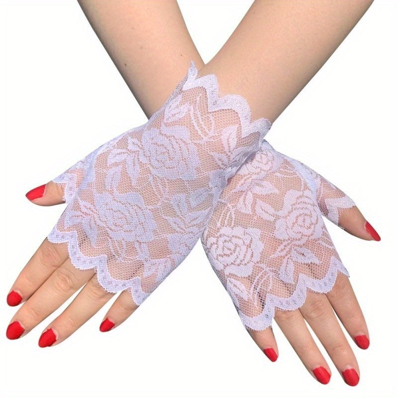 Women Lace Gloves Sunproof Fingerless Bridal Wedding Party Prom Dress