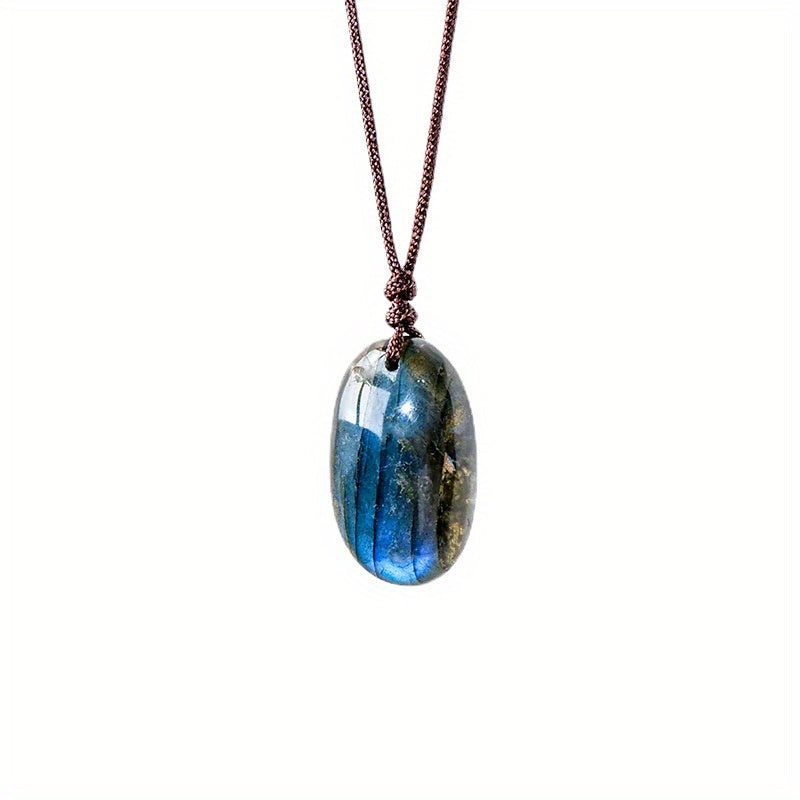 Natural Crystal Raw Stone Pendant Necklace Moonstone Sweater Chain