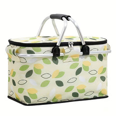 Folding Picnic Basket Oxford Cloth Insulation Basket Multifunctional