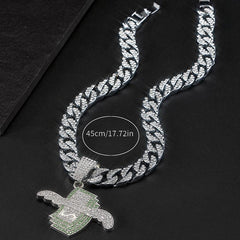 Wings Dollar Pendant Set Rhinestone Necklace