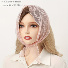 French Style Lace Neckerchief Flower Embroidered Triangle Scarf