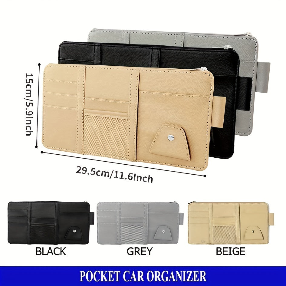 Car Visor Organizer Sun Visor Storage Pouch Sunglasses Holder Ticket Pocket