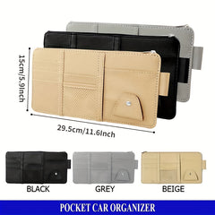 Car Visor Organizer Sun Visor Storage Pouch Sunglasses Holder Ticket Pocket