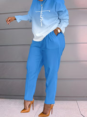 Women's Plus Letter & Ombre Print 2-Piece Set