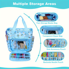 Portable Printed Yarn Storage Bag Large Capacity Crochet Hook Storage Case