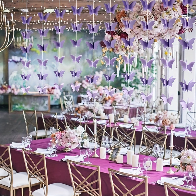 2pcs Light Purple Butterfly Paper Garland for Events
