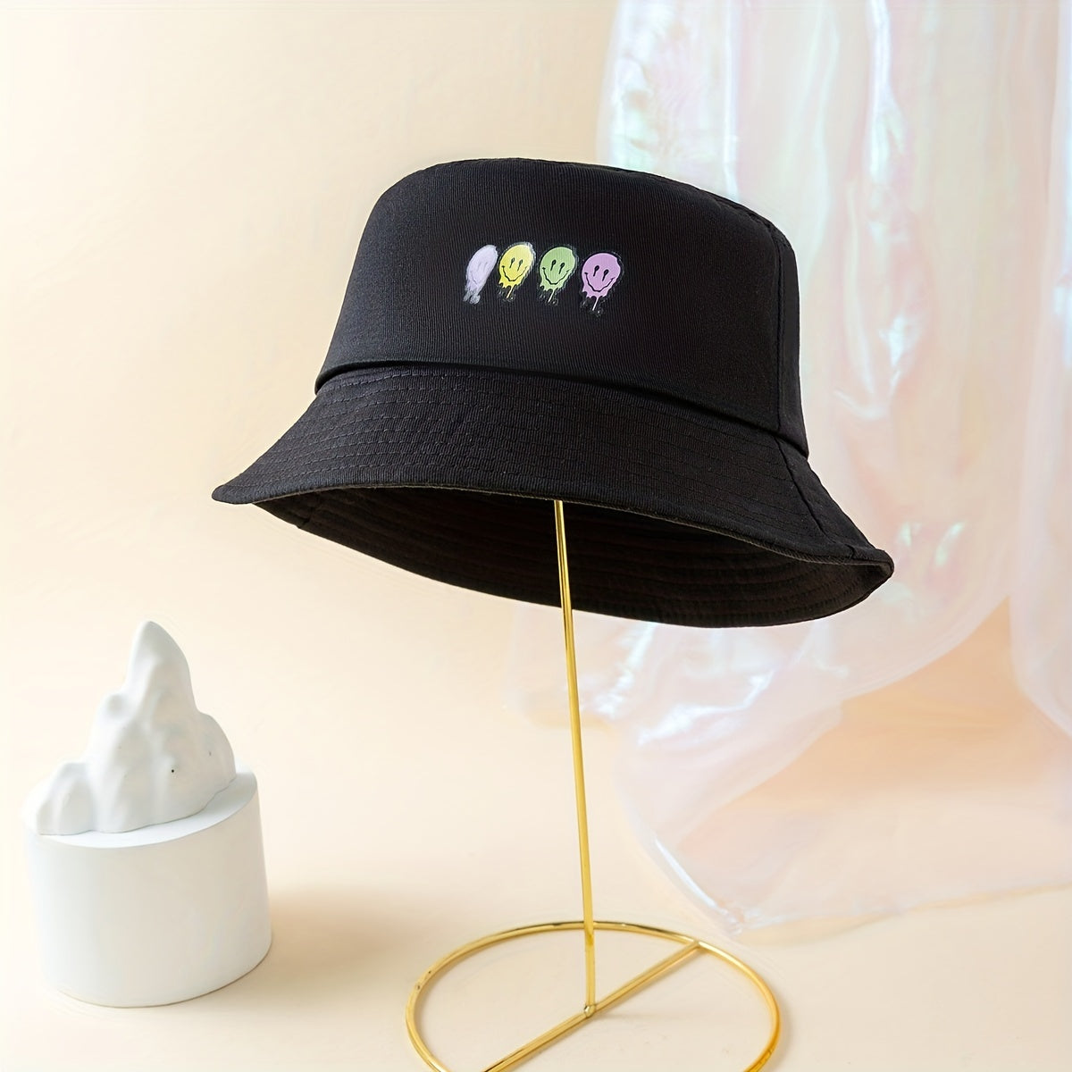 Melting Face Printed Bucket Hat Unisex Fisherman Cap