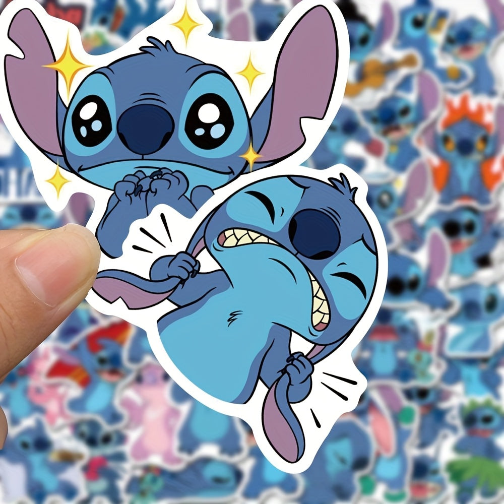 100pcs Stitch Stickers Waterproof Cartoon Decals Pink Designs Stitch Text