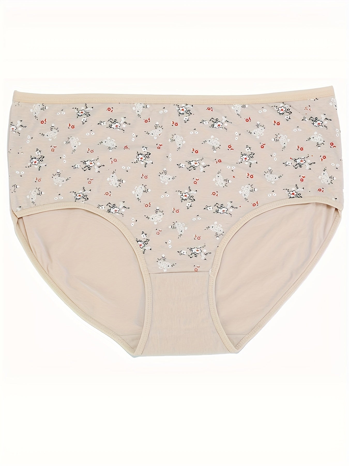 4 Pack Women's Plus Size Soft Ditsy Floral Print Everyday Panties Set