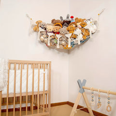 Macrame DreamLights Bohemian Plush Toy Storage Hammock - Beige