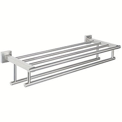Stainless Steel Towel Shelf with Two Towel Bars for Bathroom Storage