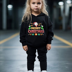 Girls Christmas Alphabets Hooded Sweatshirt Set