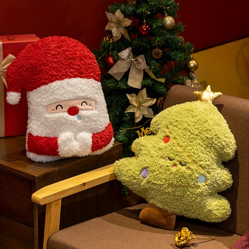 Christmas Plush Toys Santa & Reindeer Throw Pillow Scarves
